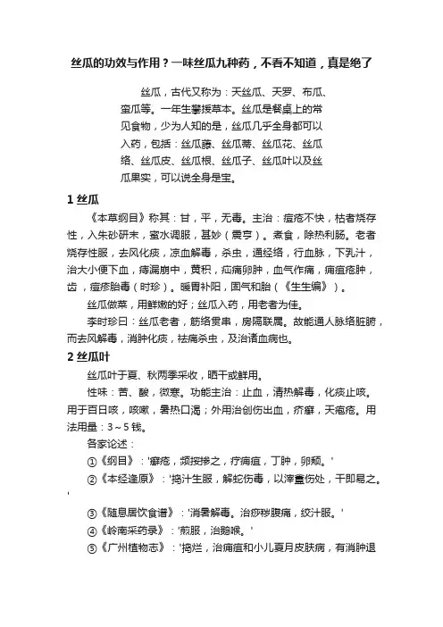 丝瓜的功效与作用？一味丝瓜九种药，不看不知道，真是绝了