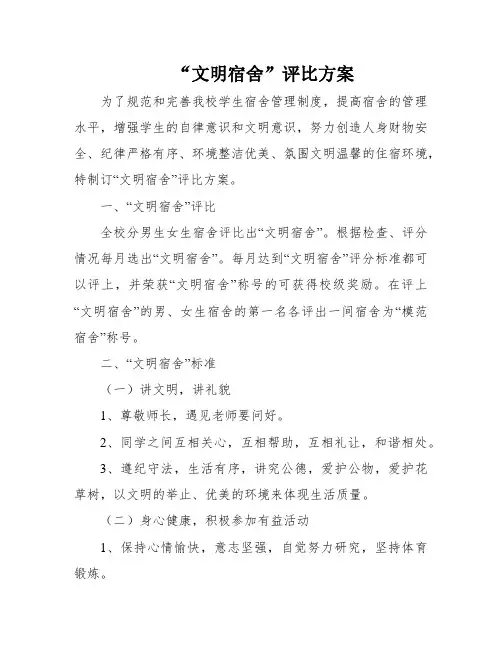 “文明宿舍”评比方案