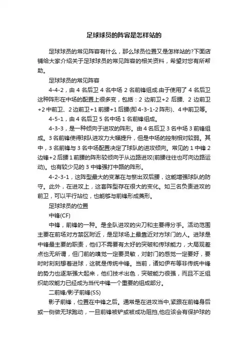 足球球员的阵容是怎样站的