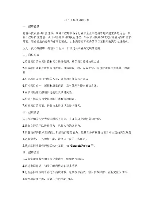 项目工程师招聘方案