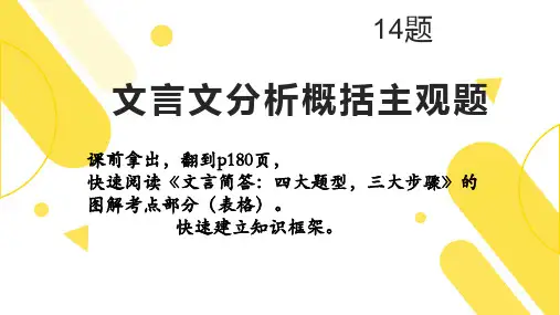 2024届高考语文复习：文言文分析概括主观简答题+课件