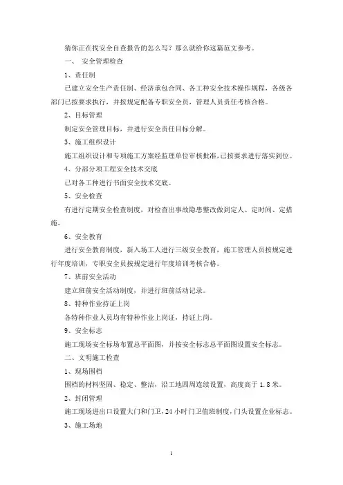 安全自查报告(含10篇最新)
