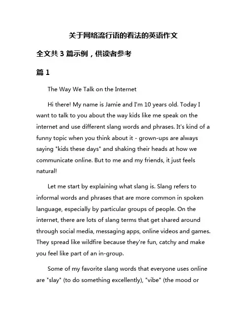 关于网络流行语的看法的英语作文