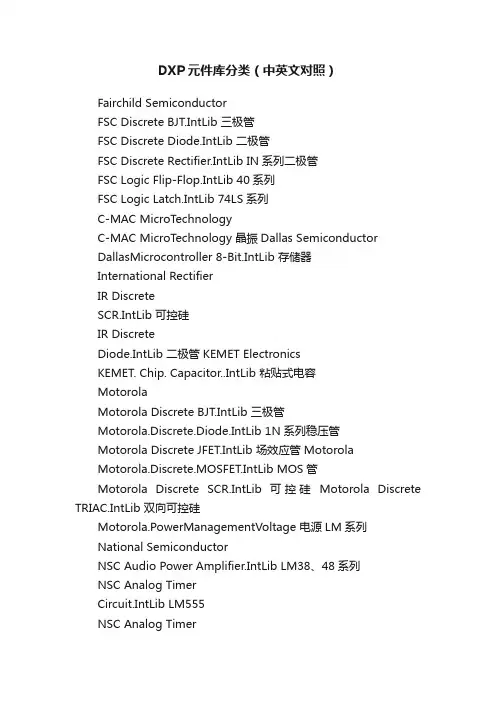 DXP元件库分类（中英文对照）