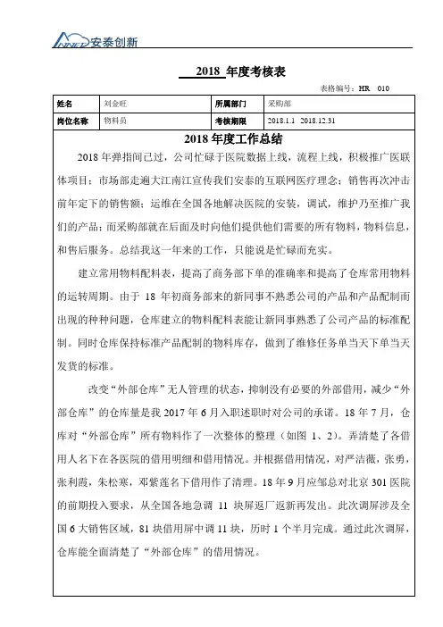 2018年度考核表