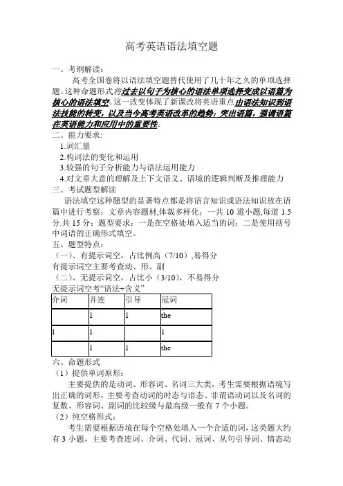 语法填空题教案  高考英语专题复习