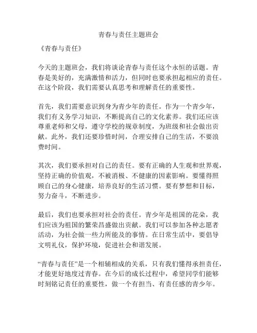 青春与责任主题班会