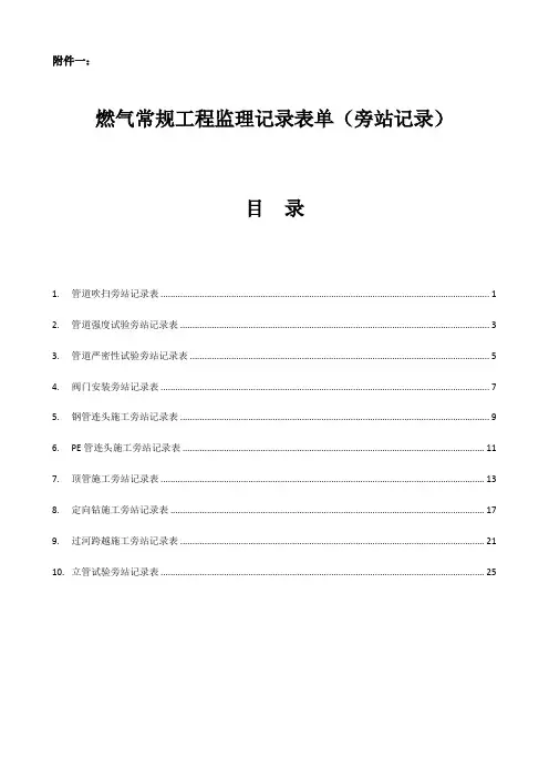 HSE-2015-153 附件一 燃气常规工程监理记录表单(旁站记录)