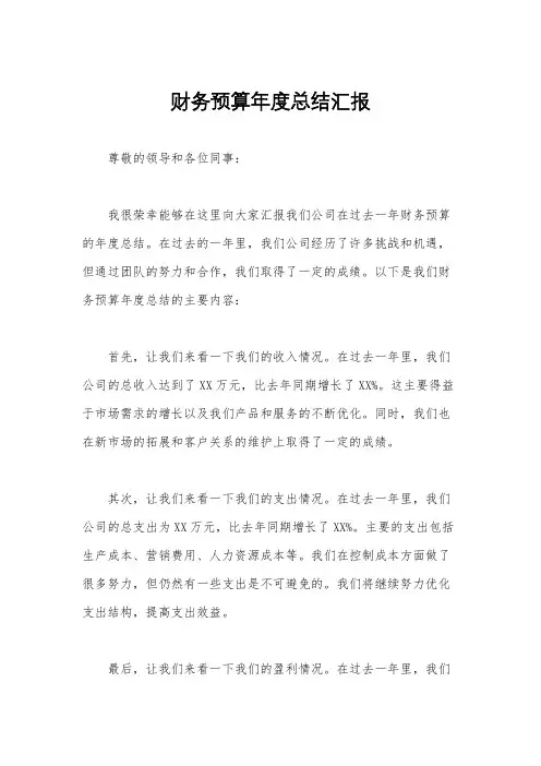财务预算年度总结汇报