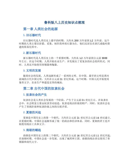 鲁科版八上历史知识点梳理
