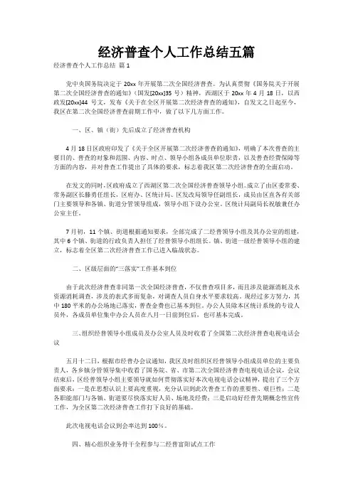 经济普查个人工作总结五篇_1
