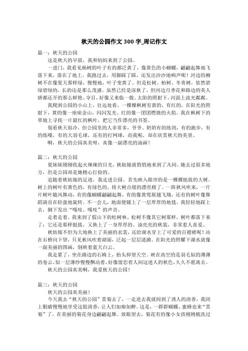 秋天的公园作文300字_周记作文