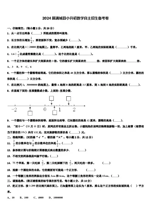 2024届满城县小升初数学自主招生备考卷含解析