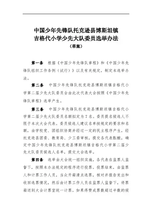 少先队大队委员选举办法