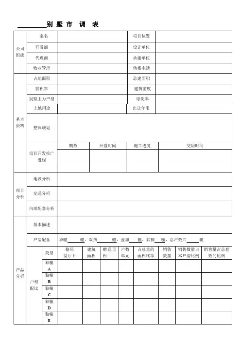 别墅市调表格
