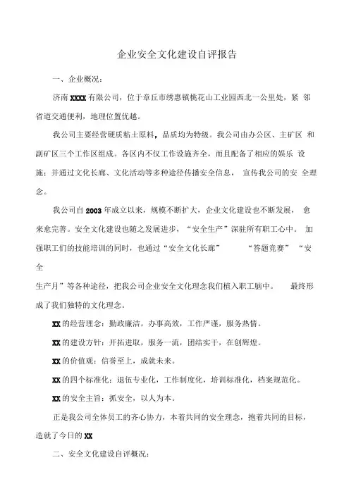 企业安全文化建设自评报告