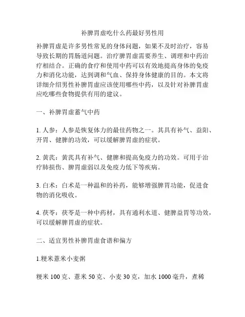 补脾胃虚吃什么药最好男性用