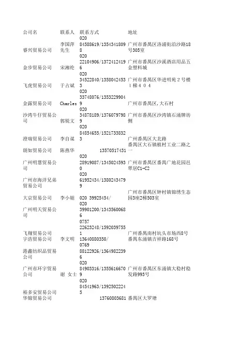 番禺公司