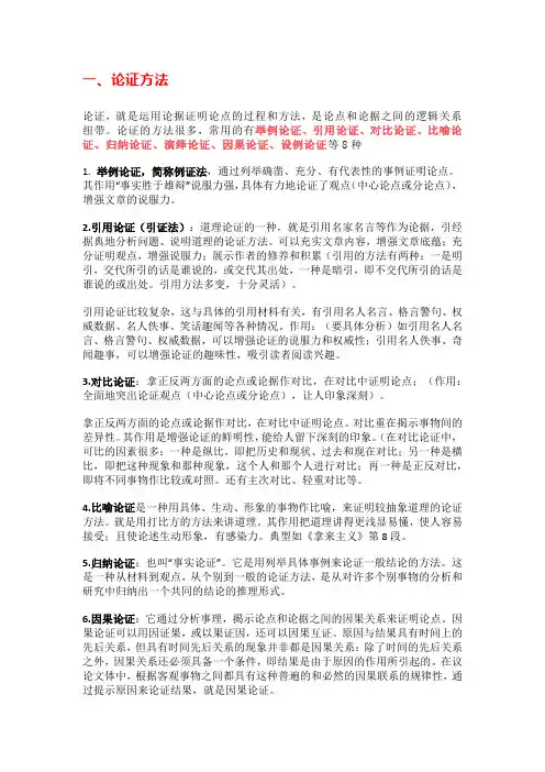八大论证方法和作用
