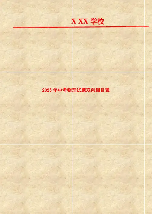 2023年中考物理试题双向细目表