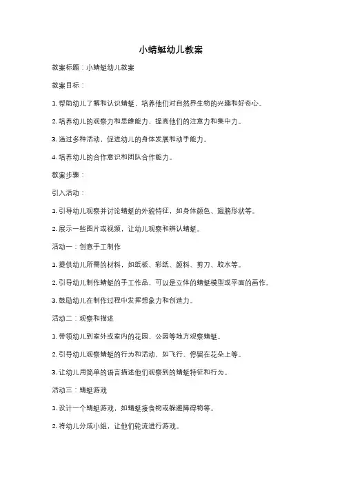 小蜻蜓幼儿教案