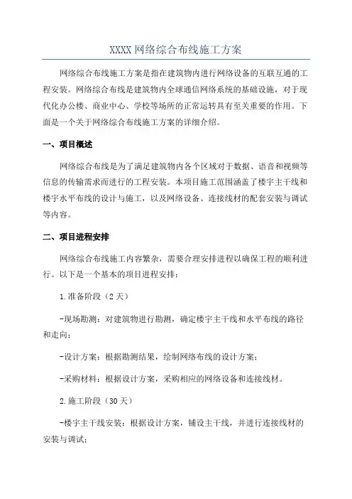XXXX网络综合布线施工方案