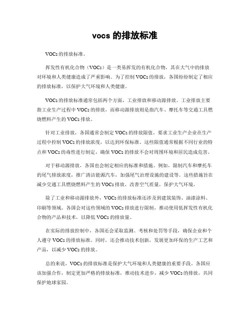 vocs的排放标准