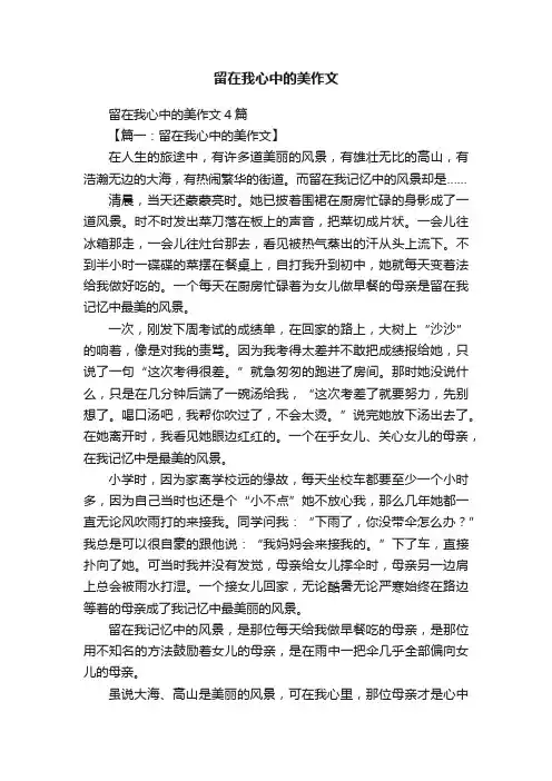 留在我心中的美作文4篇
