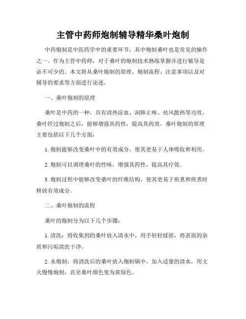 主管中药师炮制辅导精华桑叶炮制