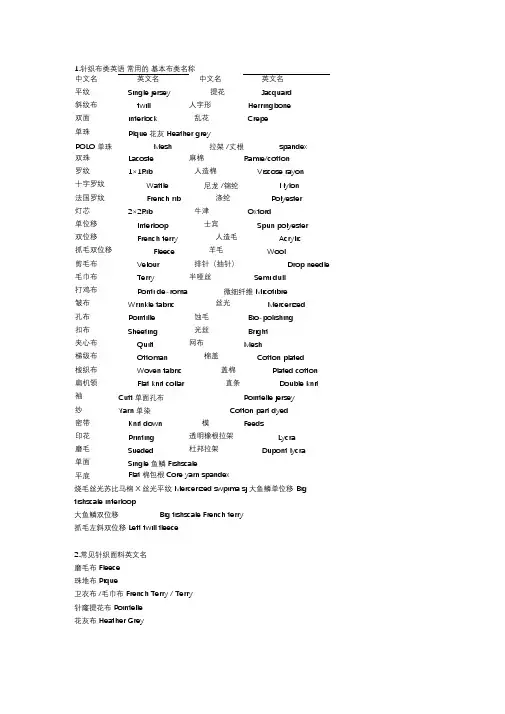 (纺织行业)纺织英语