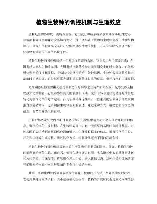 植物生物钟的调控机制与生理效应