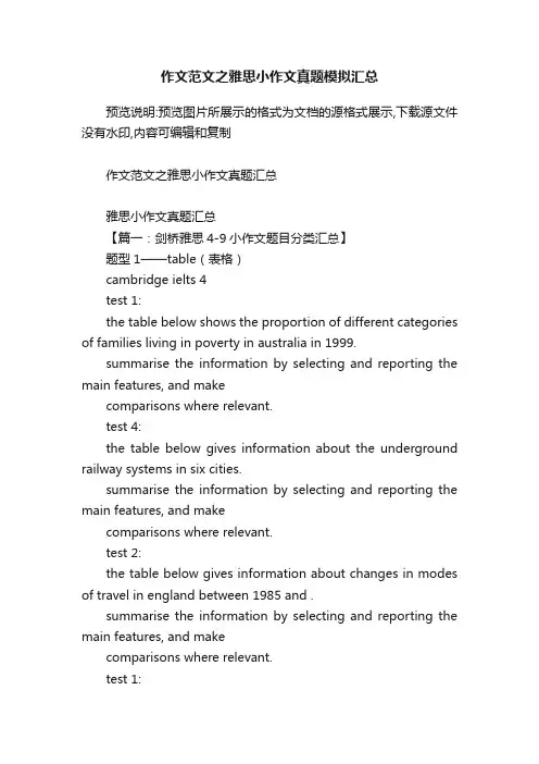 作文范文之雅思小作文真题模拟汇总