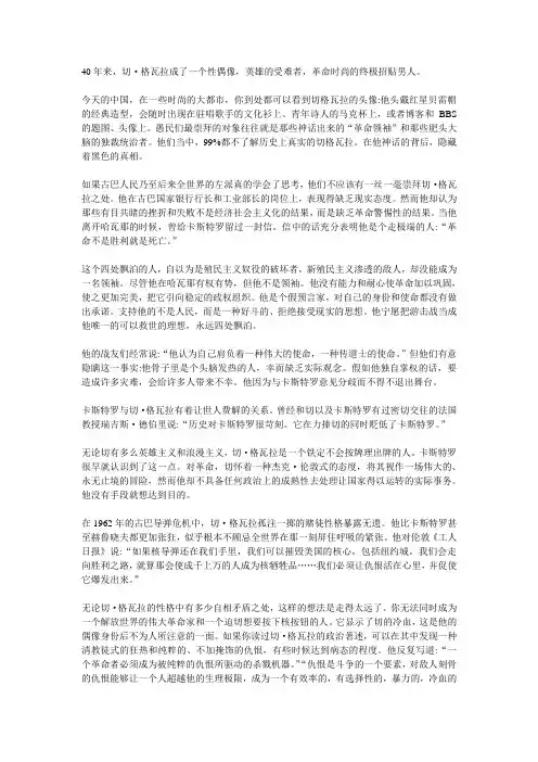 对切格瓦拉的评价