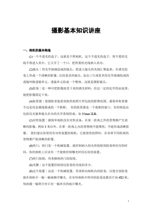 摄影的基本知识讲座概述