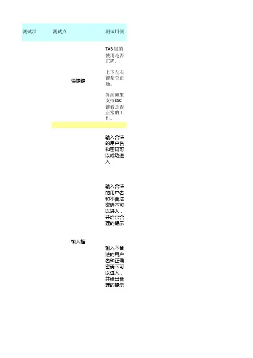 功能测试用例(模板)