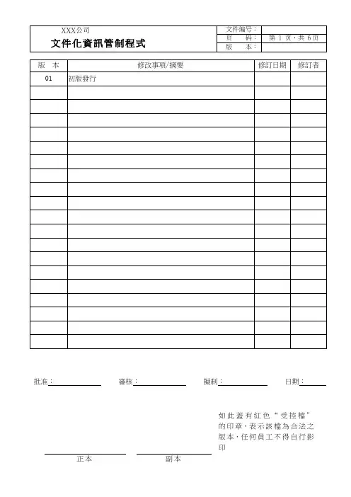 文件化信息管制程序