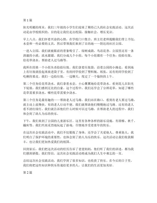 社会实践活动三年级作文(3篇)