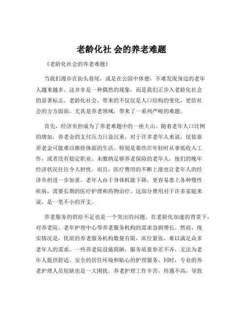 老龄化社 会的养老难题