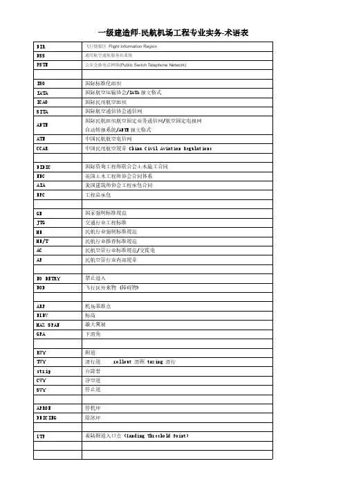 一级建造师-民航机场工程专业实务-术语表