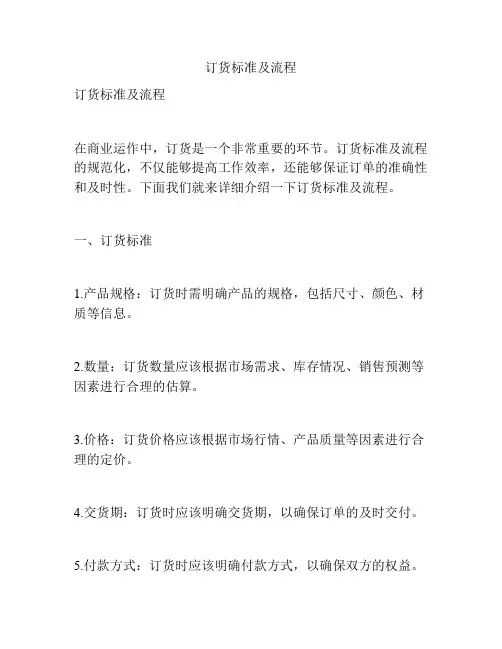 订货标准及流程