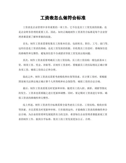工资表怎么做符合标准
