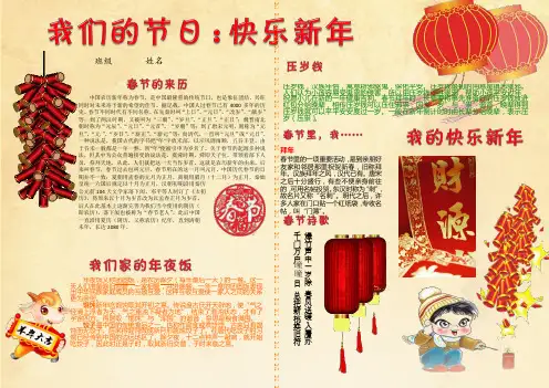 电子小报手抄报模板 A3横排成品小报 春节小报 新春小报 新年小报2