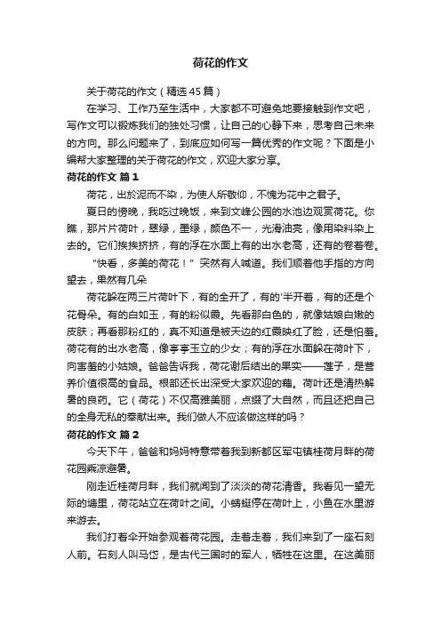 关于荷花的作文（精选45篇）