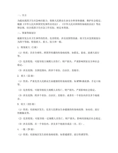 卫生应急预案等级