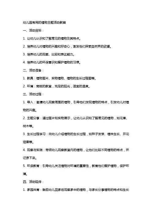 幼儿园有用的植物主题活动教案