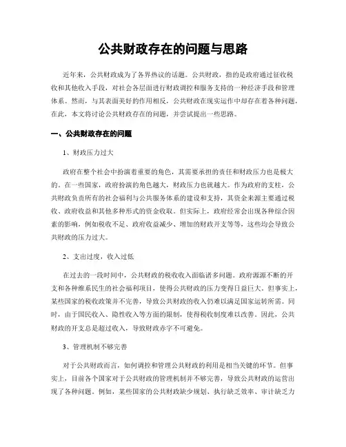 公共财政存在的问题与思路