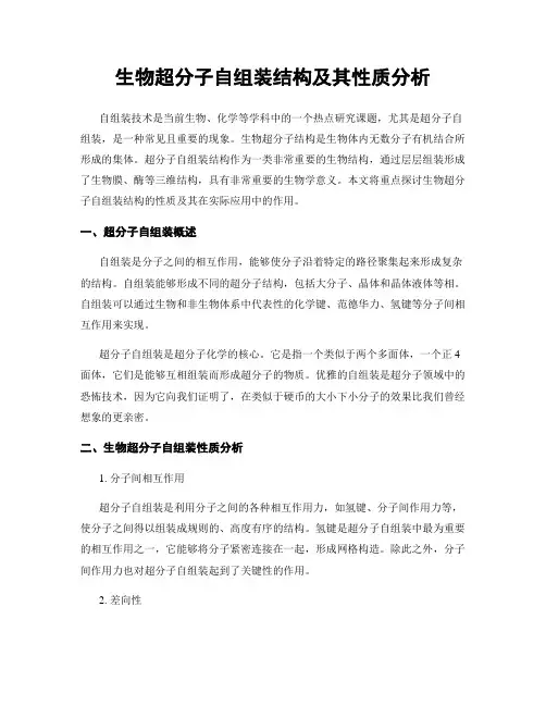 生物超分子自组装结构及其性质分析