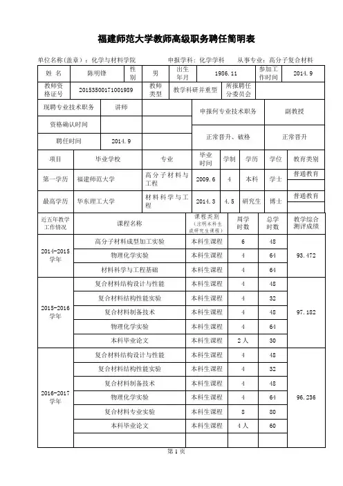陈明锋-人事处-福建师范大学
