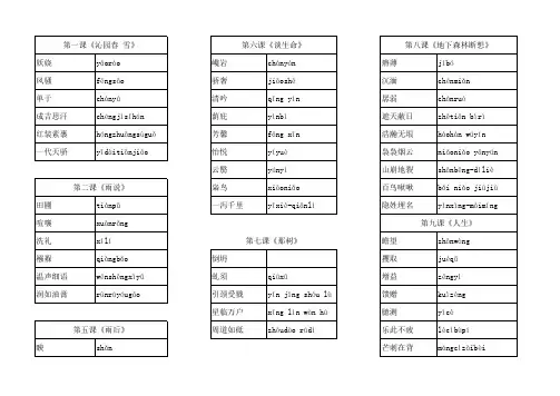 初中语文 九年级上册字词汇总(人教版)
