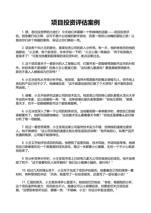 项目投资评估案例